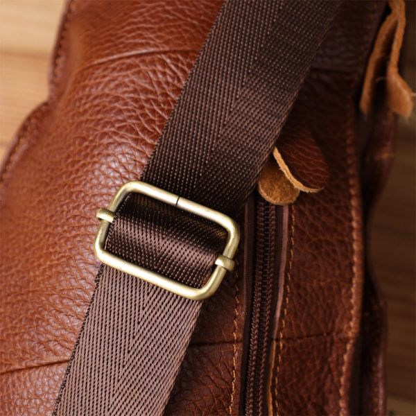 Мужская сумка с большим количеством карманов из натуральной кожи Vintage 22963 Коричневый