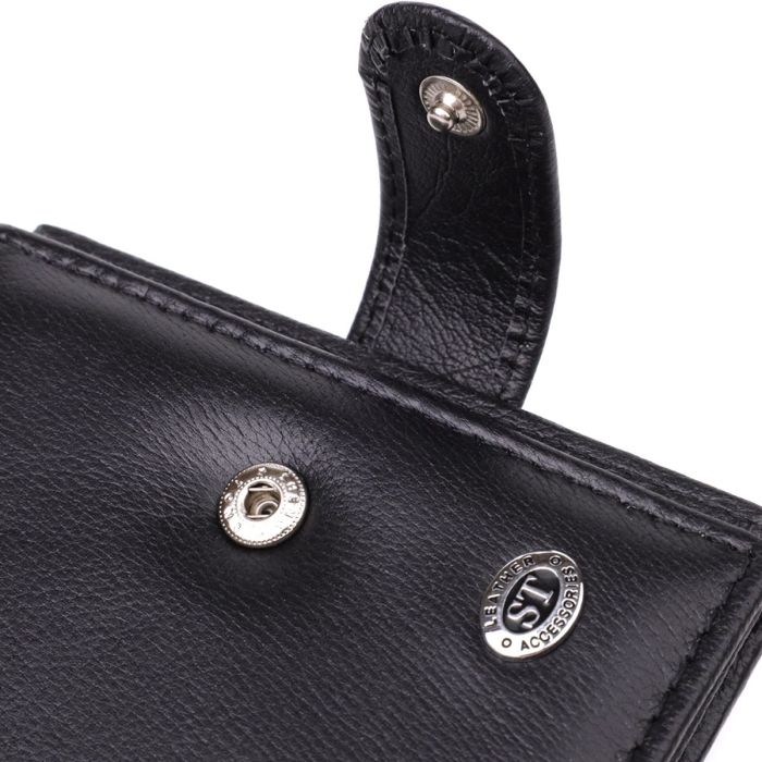 Компактный мужской бумажник вертикального формата из натуральной кожи ST Leather 23095 Черный