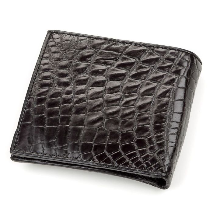 Гаманець чоловічий CROCODILE LEATHER 18200 з натуральної шкіри крокодила Чорний