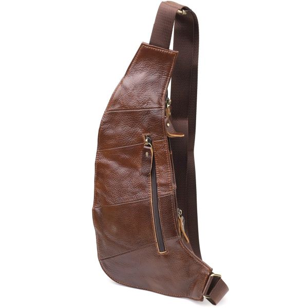 Мужская сумка через плечо из гладкой натуральной кожи Vintage 22965 Коричневый