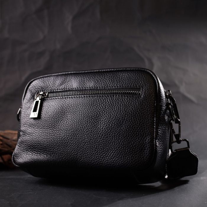 Компактная женская сумка кросс-боди из натуральной кожи Vintage 22294 Черная