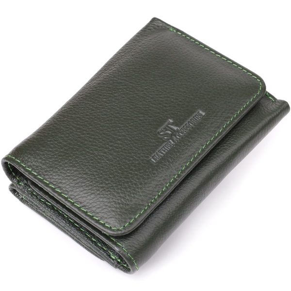 Маленький кошелек удобного формата из натуральной кожи ST Leather 23076 Зеленый