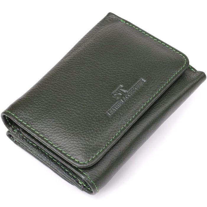 Маленький кошелек удобного формата из натуральной кожи ST Leather 23076 Зеленый