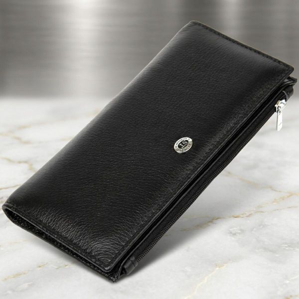 Практичный женский кожаный кошелек ST Leather 19378 Черный