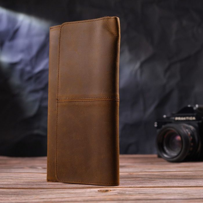 Тонкий мужской бумажник из натуральной винтажной кожи 21296 Vintage Коричневый