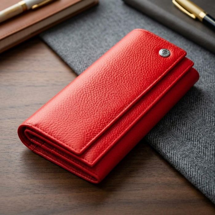 Яркий женский кошелек на кнопке ST Leather 18954 Красный