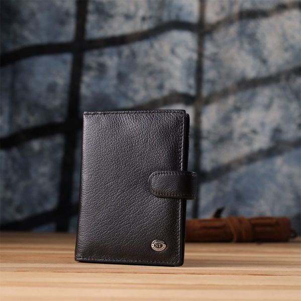 Вместительная обложка на документы унисекс из натуральной кожи ST Leather 23116 Черный