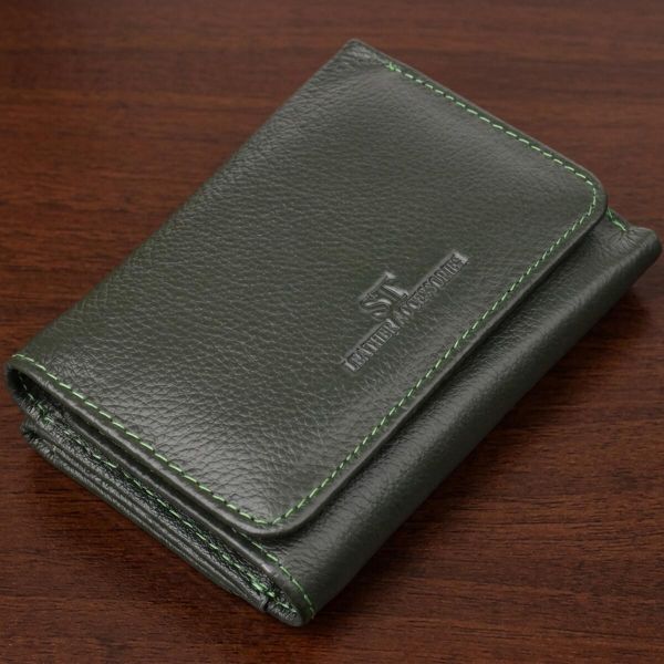 Маленький кошелек удобного формата из натуральной кожи ST Leather 23076 Зеленый