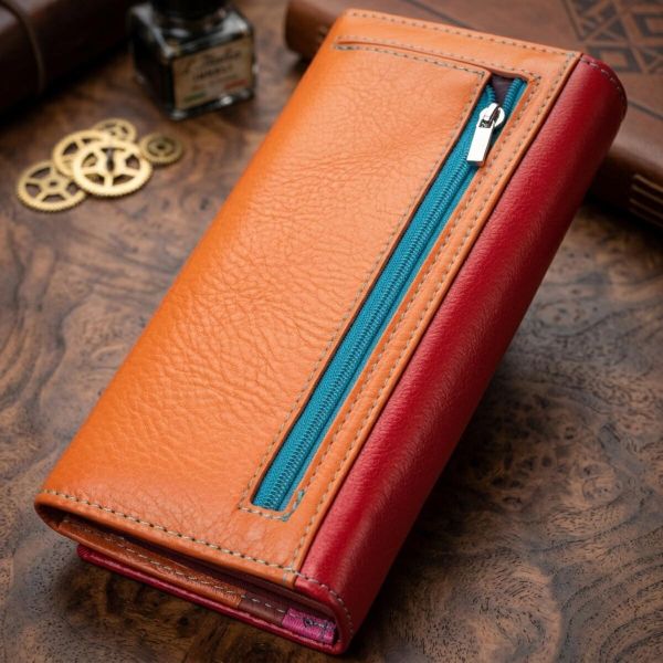 Большой кошелек для прекрасных женщин из натуральной кожи ST Leather 22518 Разноцветный