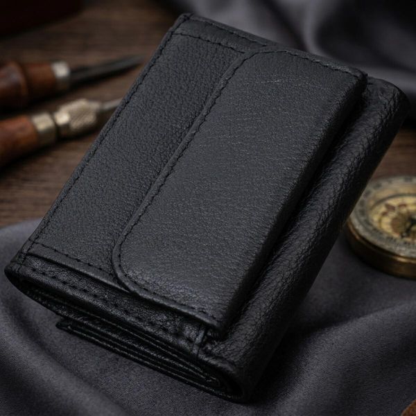 Небольшое женское портмоне с монетницей из натуральной кожи ST Leather 22730 Черный