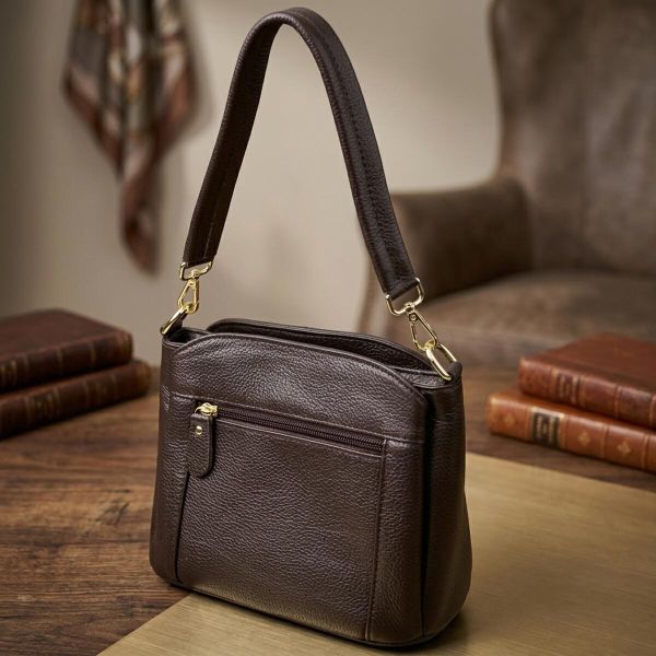 Женская сумка из натуральной кожи с удобной внутренней организацией Vintage 22979 Коричневый