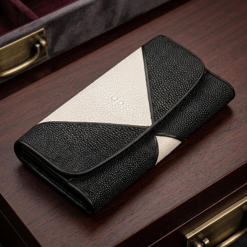 Кошелек женский STINGRAY LEATHER 18103 из натуральной кожи морского ската Черный