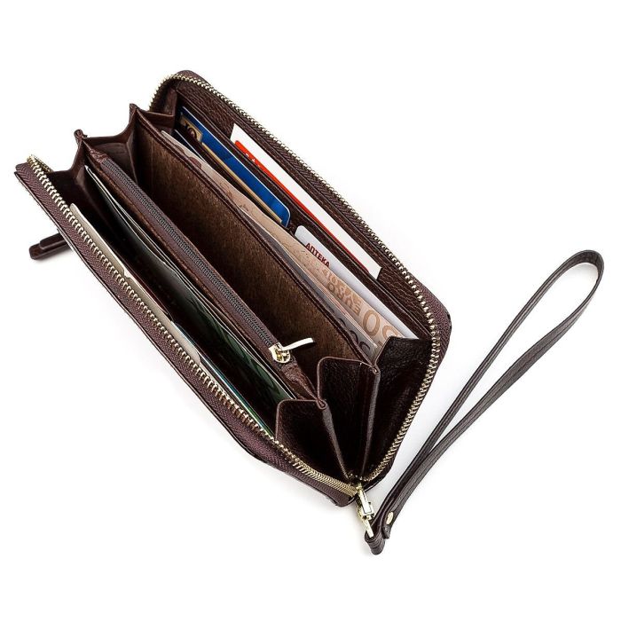 Кошелек женский ST Leather 18398 (S4001A) с ремнем на запястье Коричневый