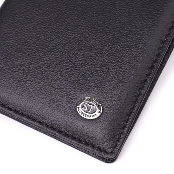 Стильная обложка на паспорт универсального формата из натуральной кожи ST Leather 23078 Черный