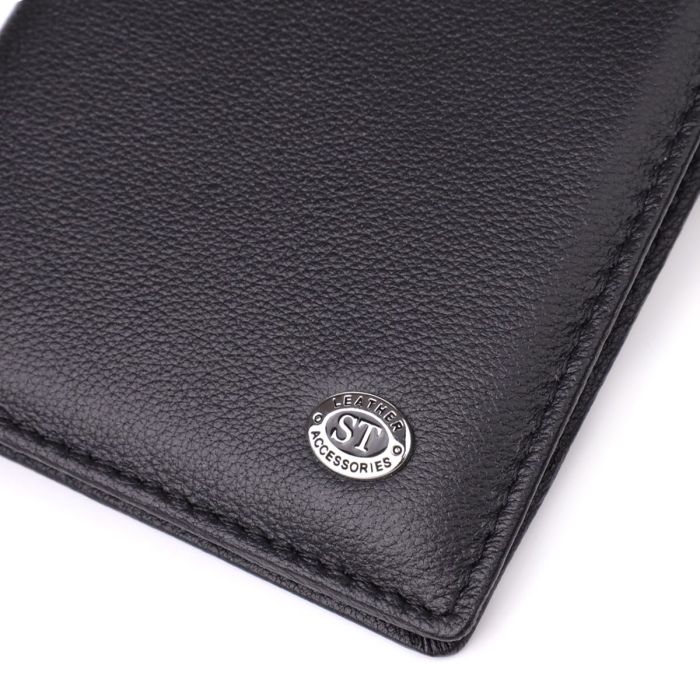 Стильная обложка на паспорт универсального формата из натуральной кожи ST Leather 23078 Черный