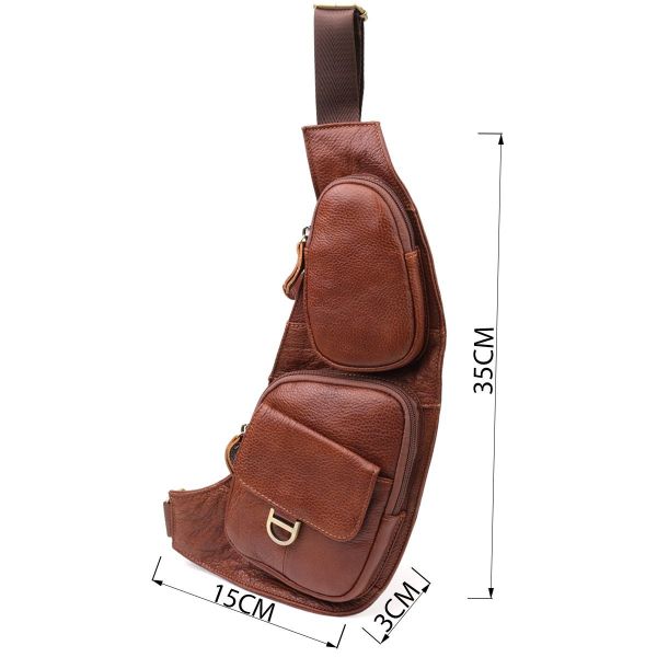Мужская сумка через плечо из зернистой натуральной кожи Vintage 22966 Коричневый