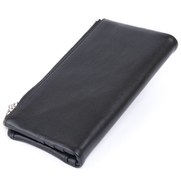 Вертикальный кошелек на кнопке женский ST Leather 19200 Черный