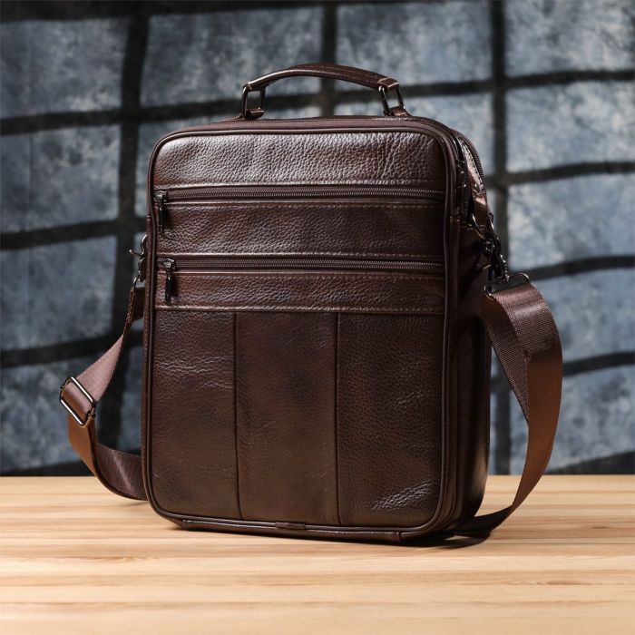 Деловая мужская сумка из натуральной кожи Vintage 23027 Коричневый