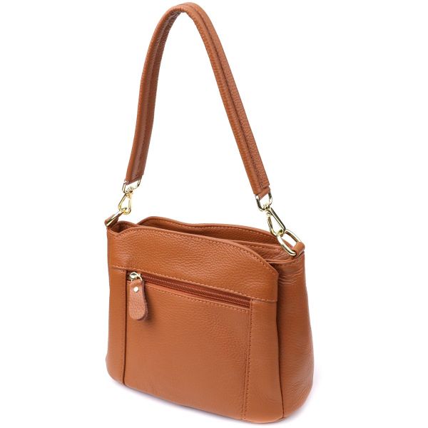 Женская сумка на три отделения из натуральной кожи Vintage 22975 Рыжий