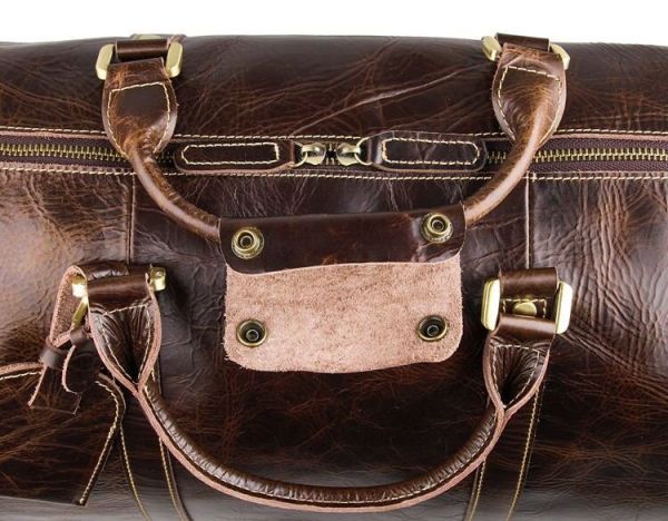 Кожаная дорожная сумка на колесах для путешествий и командировок Vintage 14254 Коричневая