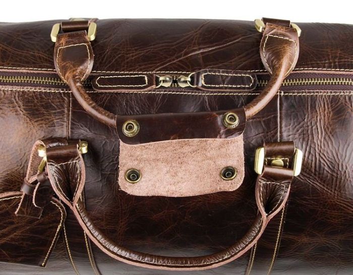 Кожаная дорожная сумка на колесах для путешествий и командировок Vintage 14254 Коричневая