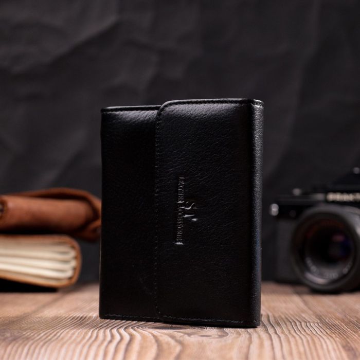 Женский симпатичный кошелек с монетницей из натуральной кожи ST Leather 19494 Черный
