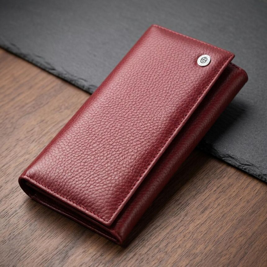 Практичный кошелек для женщин из натуральной кожи ST Leather 23098 Бордовый