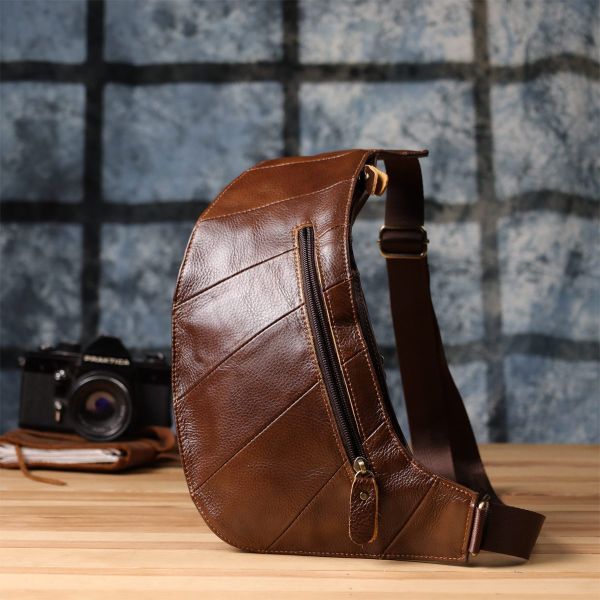 Мужская сумка через плечо из натуральной кожи Vintage 22959 Коричневый