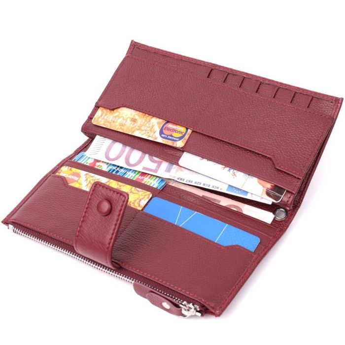 Вертикальный женский кошелек-клатч из натуральной кожи ST Leather 22535 Бордовый
