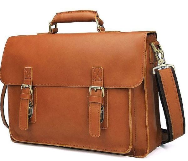 Кожаный портфель матовый Vintage 14937 Рыжий