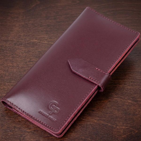 Кожаное глянцевое портмоне GRANDE PELLE 11467 Бордовый