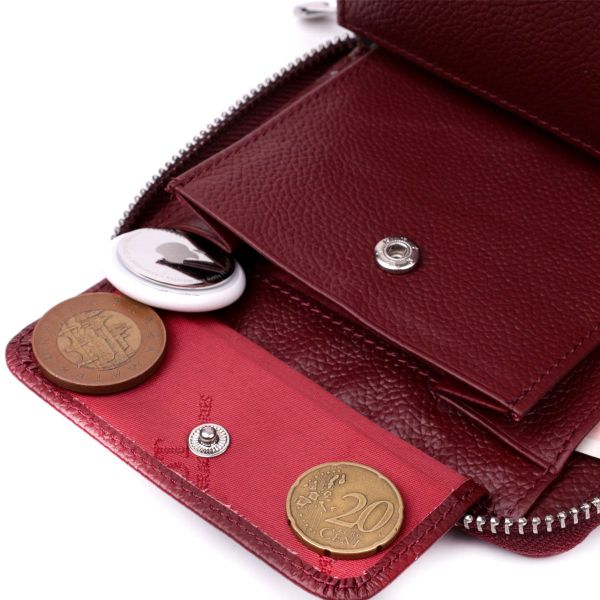 Практичный кошелек для женщин из натуральной кожи ST Leather 22450 Бордовый