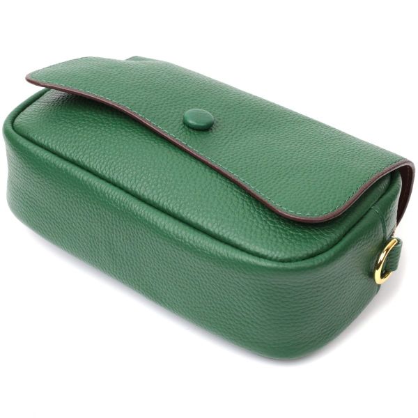 Кожаная женская сумка в красивом цвете и с фигурным клапаном Vintage 22430 Зеленая