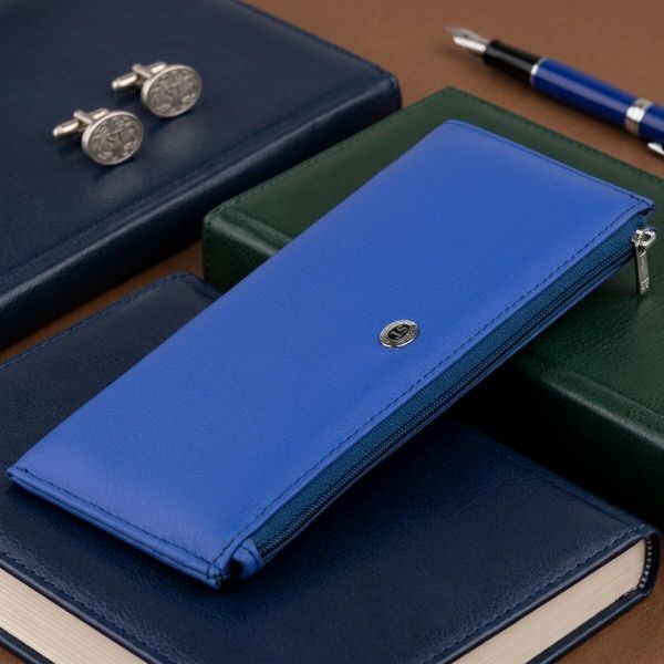 Горизонтальный тонкий кошелек из кожи унисекс ST Leather 19329 Синий