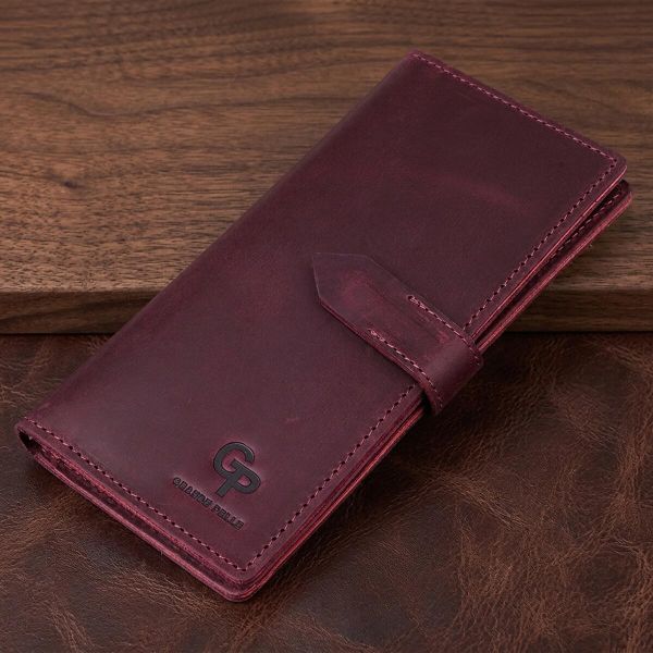 Кожаное женское матовое портмоне GRANDE PELLE 11561 Бордовый