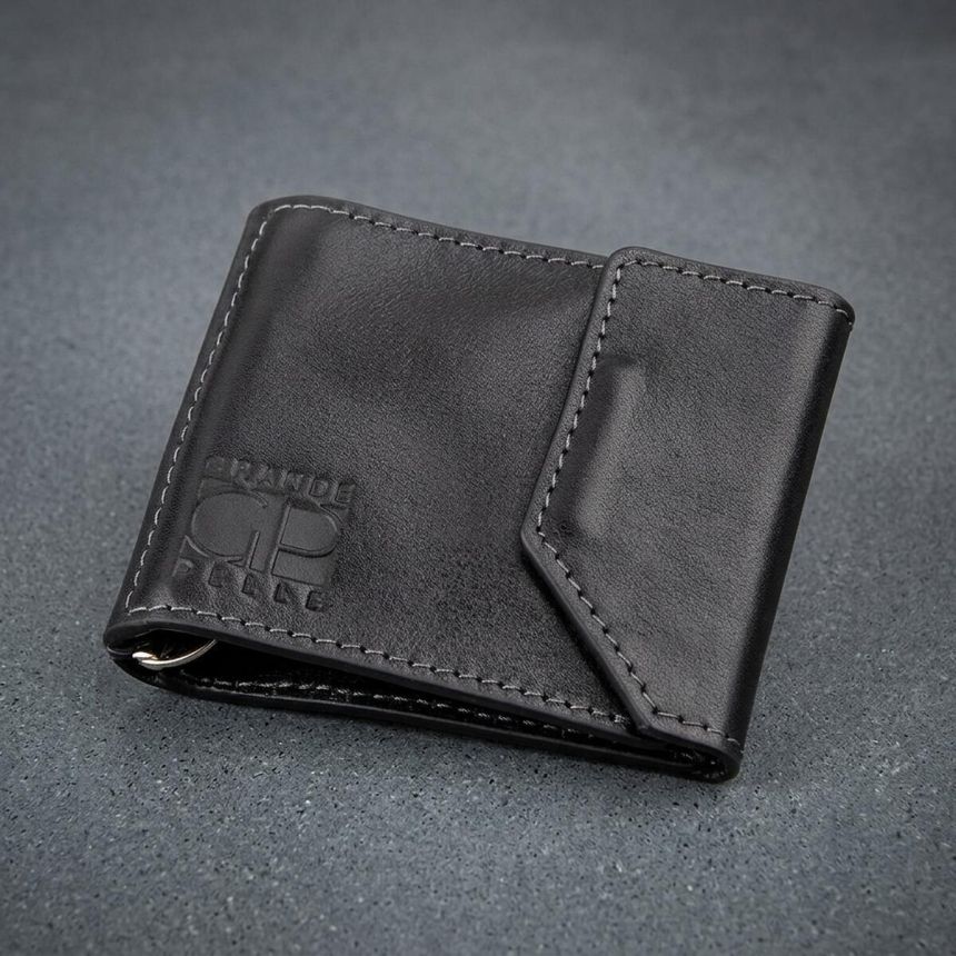 Зажим для денег из итальянской кожи GRANDE PELLE 11149 Черный
