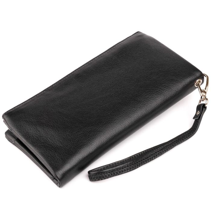 Кошелек-клатч из кожи с карманом для мобильного ST Leather 19310 Черный