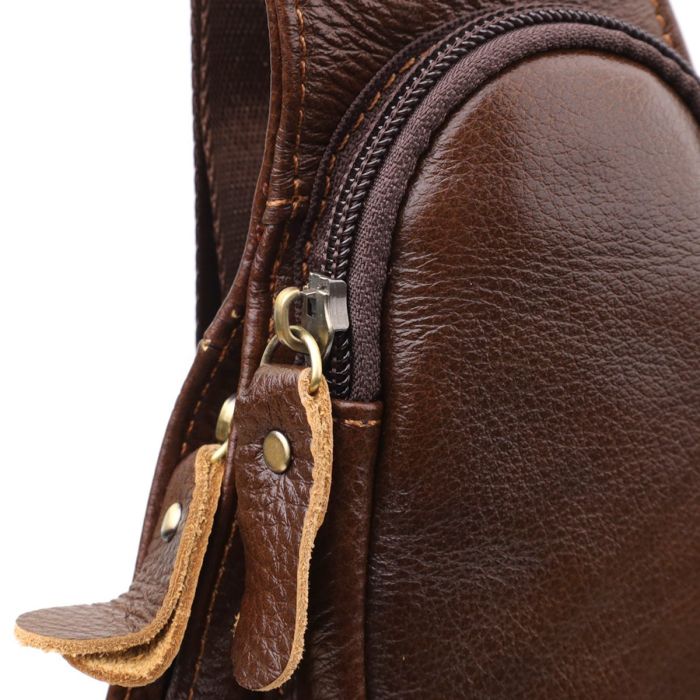 Мужская сумка через плечо из гладкой натуральной кожи Vintage 22965 Коричневый