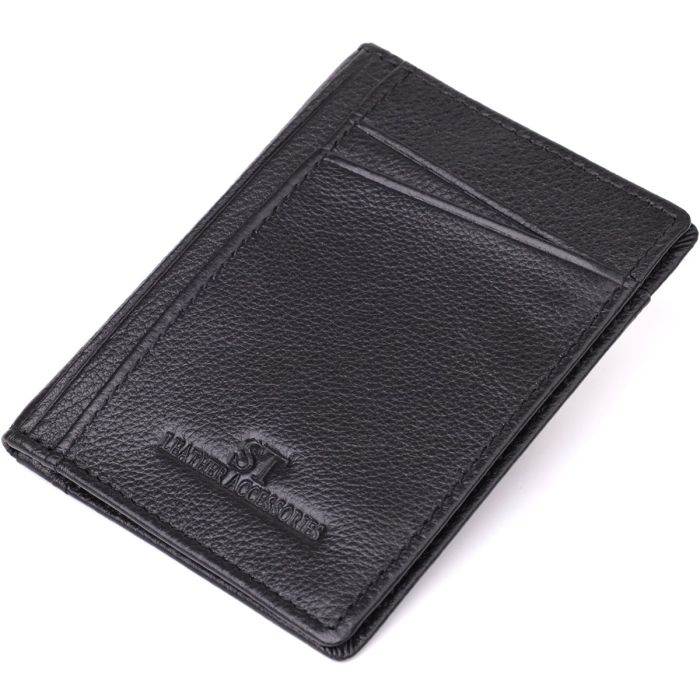 Мужской кошелек для карточек из натуральной кожи ST Leather 23091 Черный