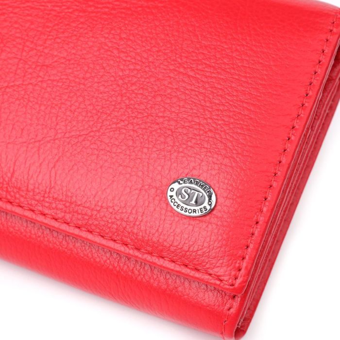 Яркий женский кошелек на магнитах из натуральной кожи ST Leather 23114 Красный