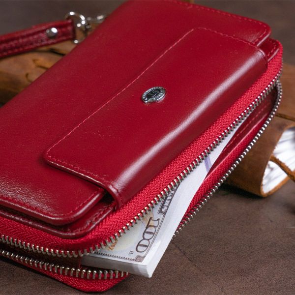 Кошелек из кожи на защелке ST Leather 19341 Бордовый