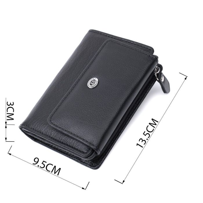 Практичный кошелек с монетницей из натуральной кожи ST Leather 22740 Черный