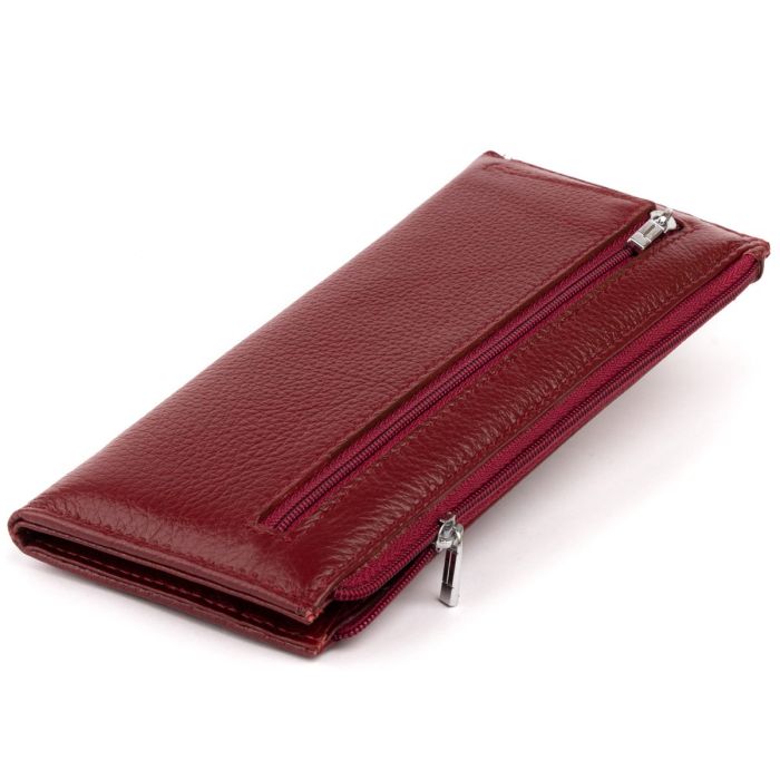 Горизонтальный тонкий кошелек из кожи женский ST Leather 19326 Бордовый