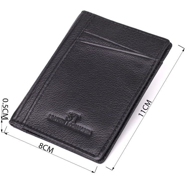 Мужской кошелек для карточек из натуральной кожи ST Leather 23091 Черный