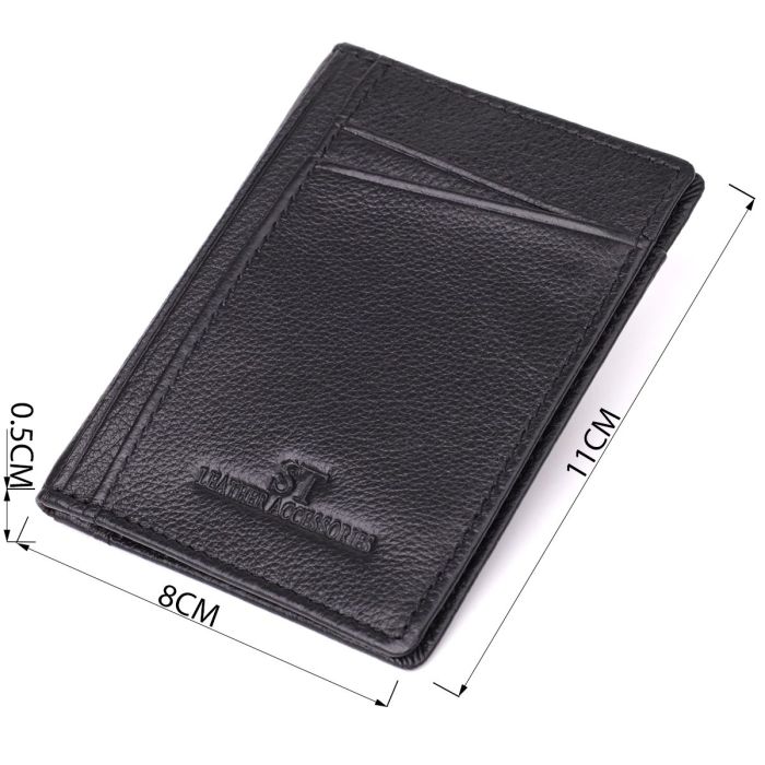 Мужской кошелек для карточек из натуральной кожи ST Leather 23091 Черный