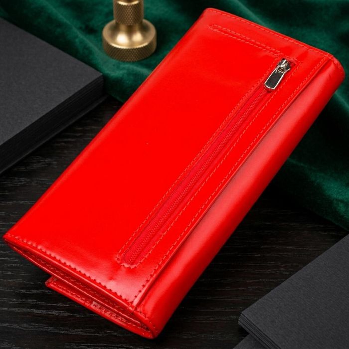 Женский яркий кошелек из натуральной гладкой кожи CANPELLINI 21626 Красный