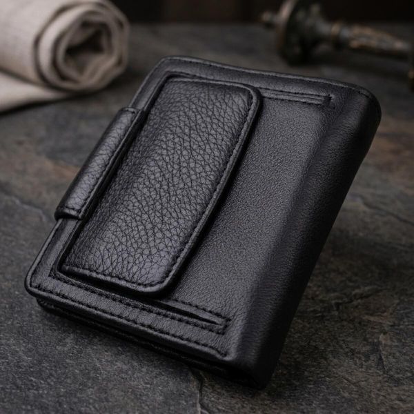 Надежный кошелек для женщин вертикального типа из натуральной кожи ST Leather 22451 Черный