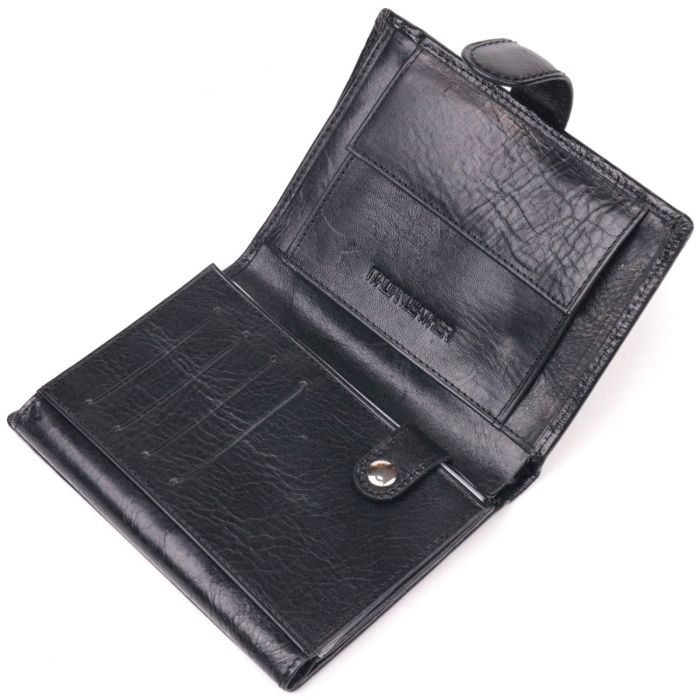 Вертикальный мужской бумажник из натуральной кожи ST Leather 19406 Черный