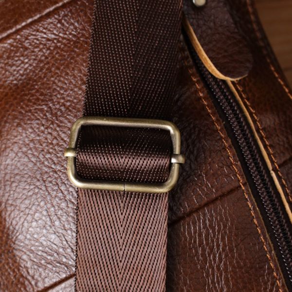Мужская сумка через плечо из гладкой натуральной кожи Vintage 22965 Коричневый