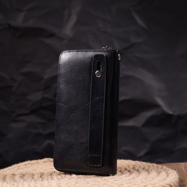 Кошелек мужской из натуральной гладкой кожи на молнии ST Leather 19410 Черный